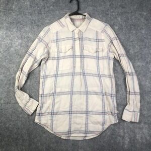 Toad & Co Cairn Plaid Popover Shirt Women's Small Ivory Tunic Top Cabincore